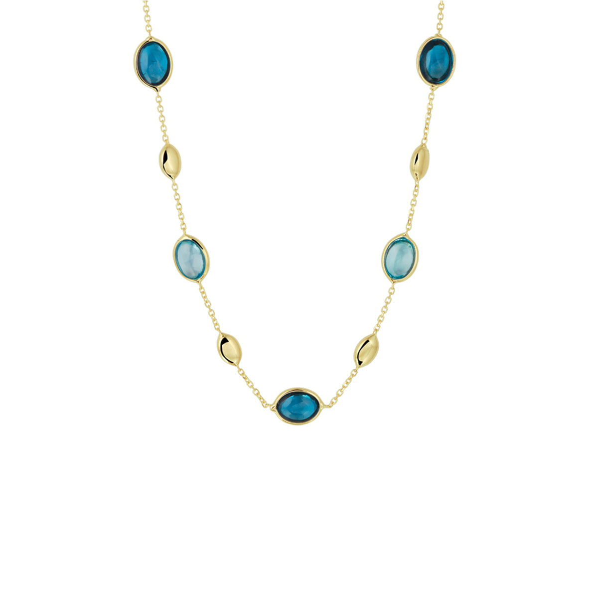 Collier london blue en blauw topaas 7 mm 41 - 43 - 45 cm