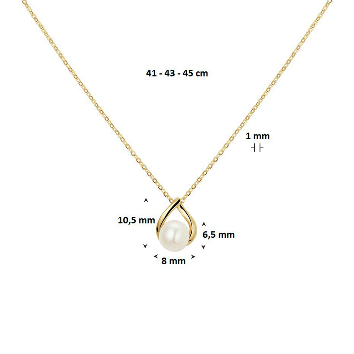 Collier parel 41 - 43 - 45 cm