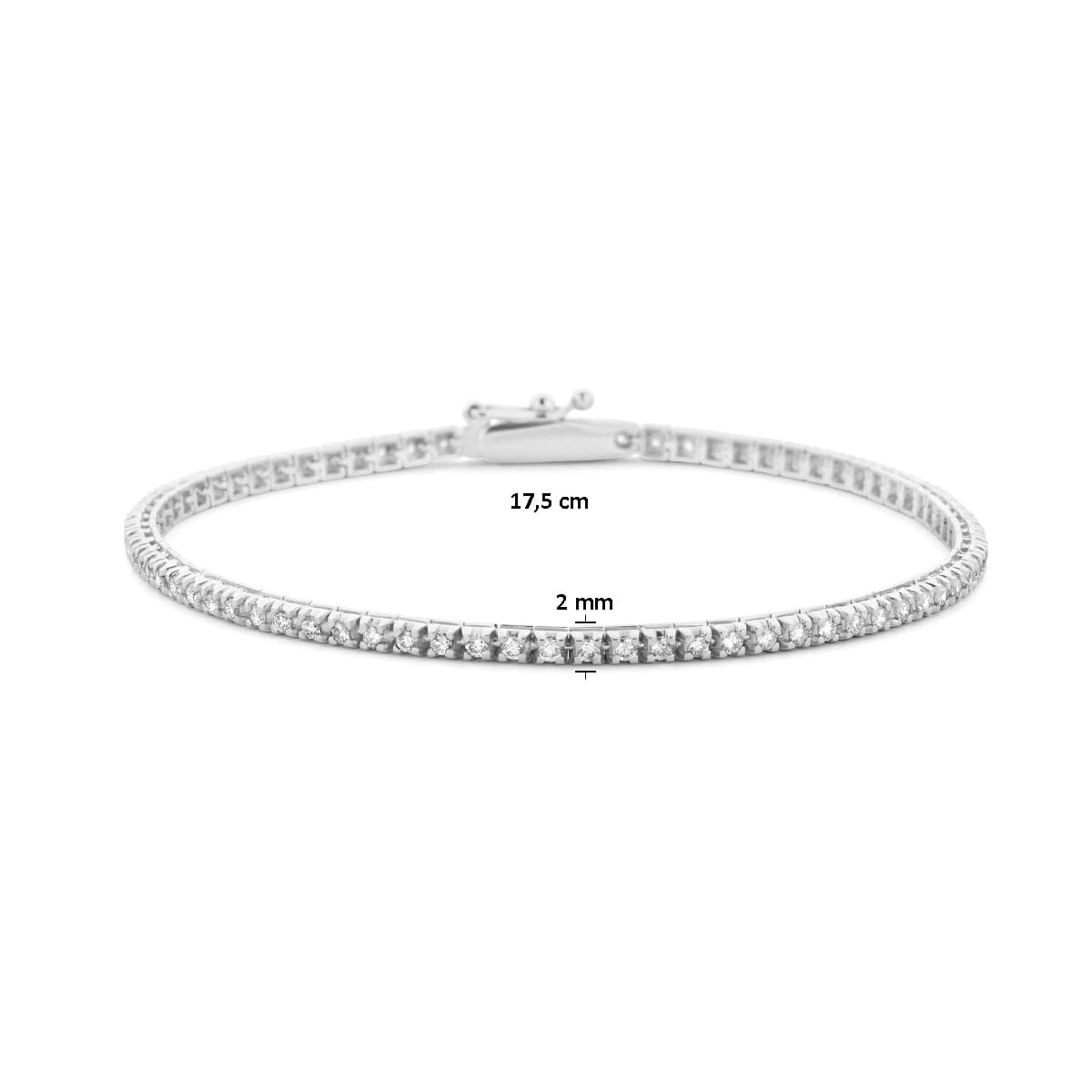 Tennisarmband lab grown diamant 1.00ct g si 2,0 mm 17,5 cm