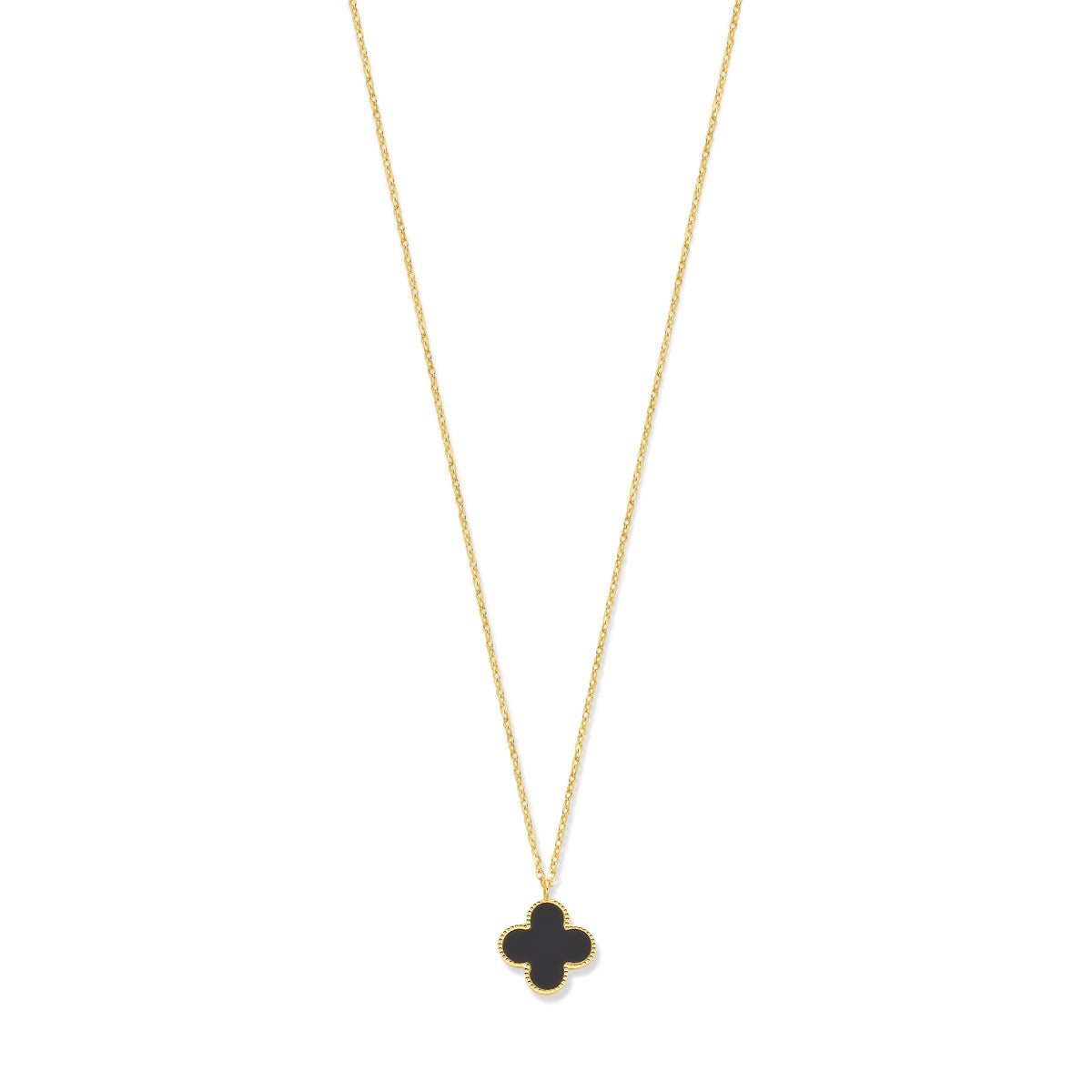 Collier klavertje 4 onyx 41 - 43 - 45 cm