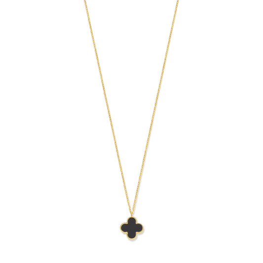 Collier klavertje 4 onyx 41 - 43 - 45 cm