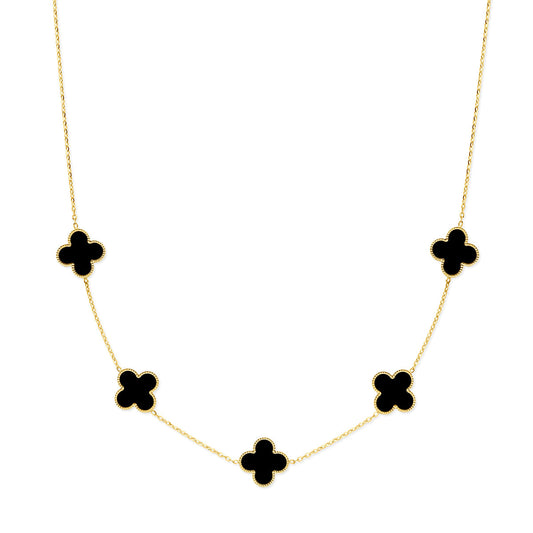 Collier klavertje 4 onyx 42 - 44 - 46 cm