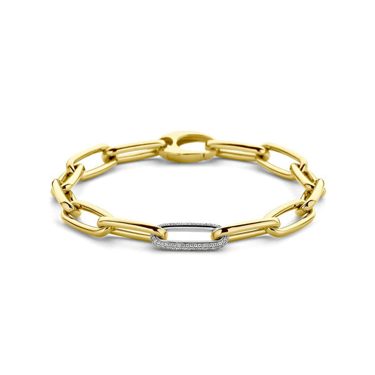 Armband paperclip diamant 0.34ct g vsi half ronde buis 7,4 mm 19,5 cm