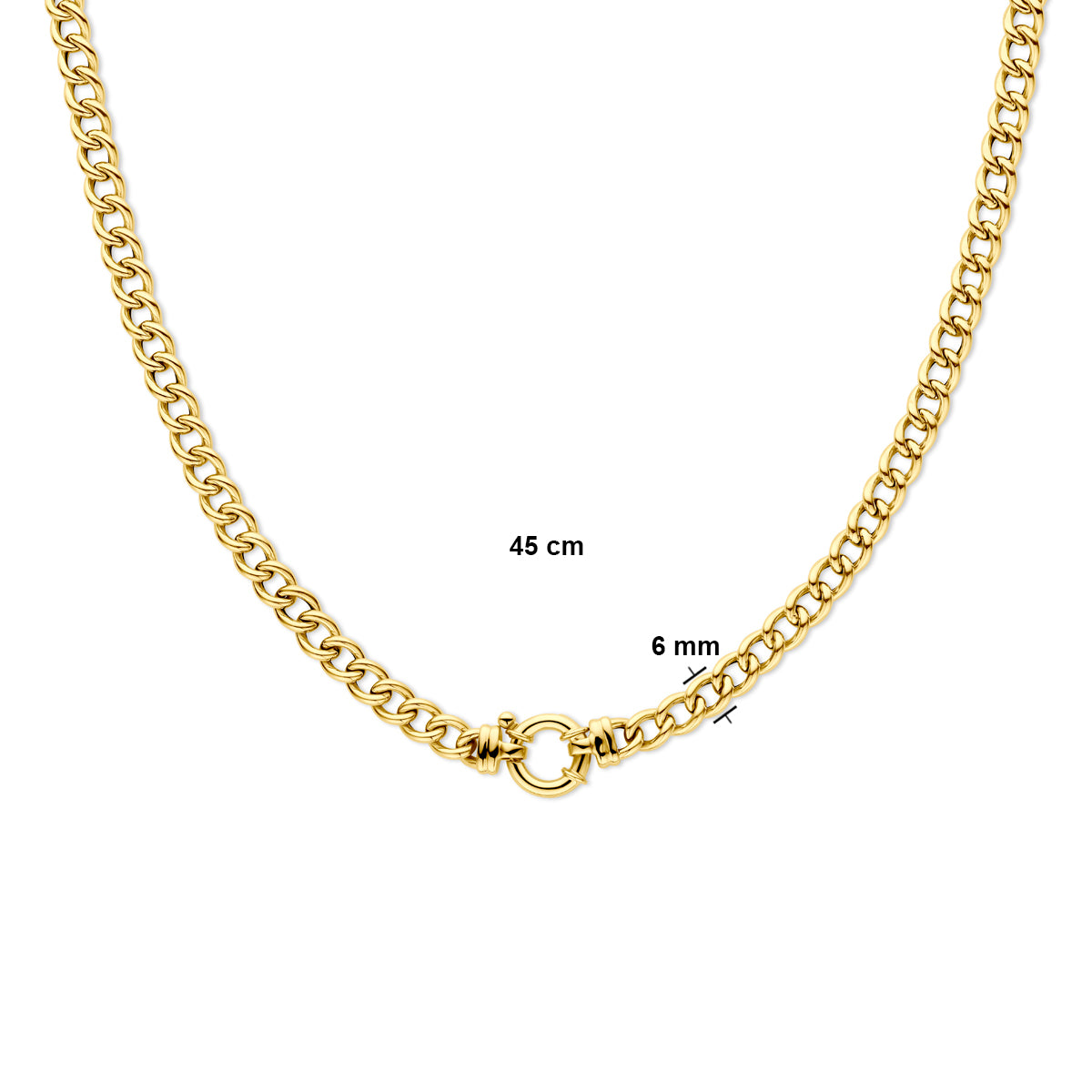 collier gourmette 6,0 mm 45 cm met groot springslot - Da Vinci Juweliers