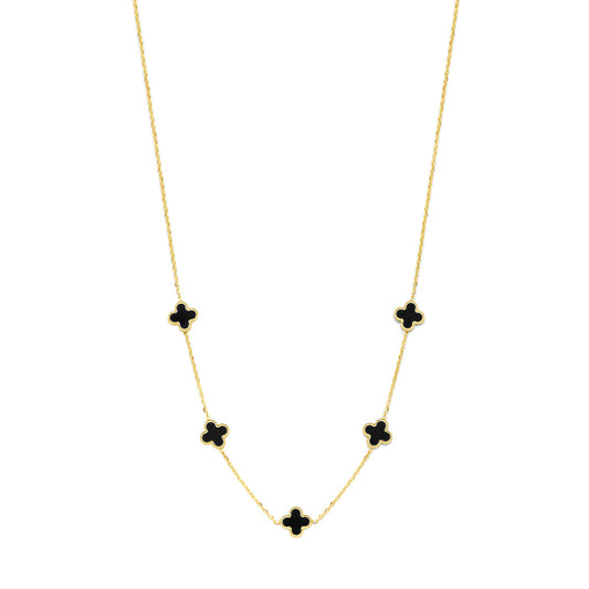 collier klavertje onyx 42 - 44 - 46 cm - Da Vinci Juweliers