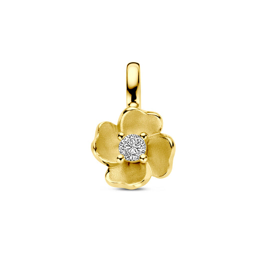 hanger bloem en diamant 0.10ct h si - Da Vinci Juweliers